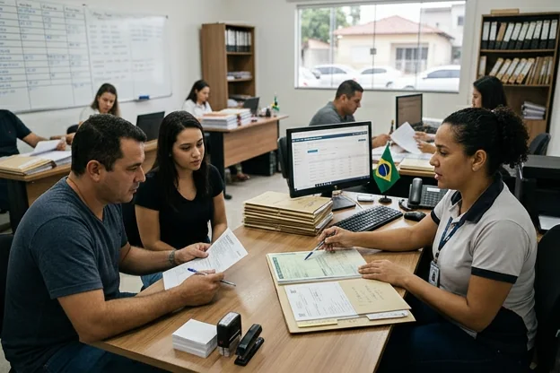 Profissionais explicando o processo de transferência de veículos a clientes em Vila Velha.